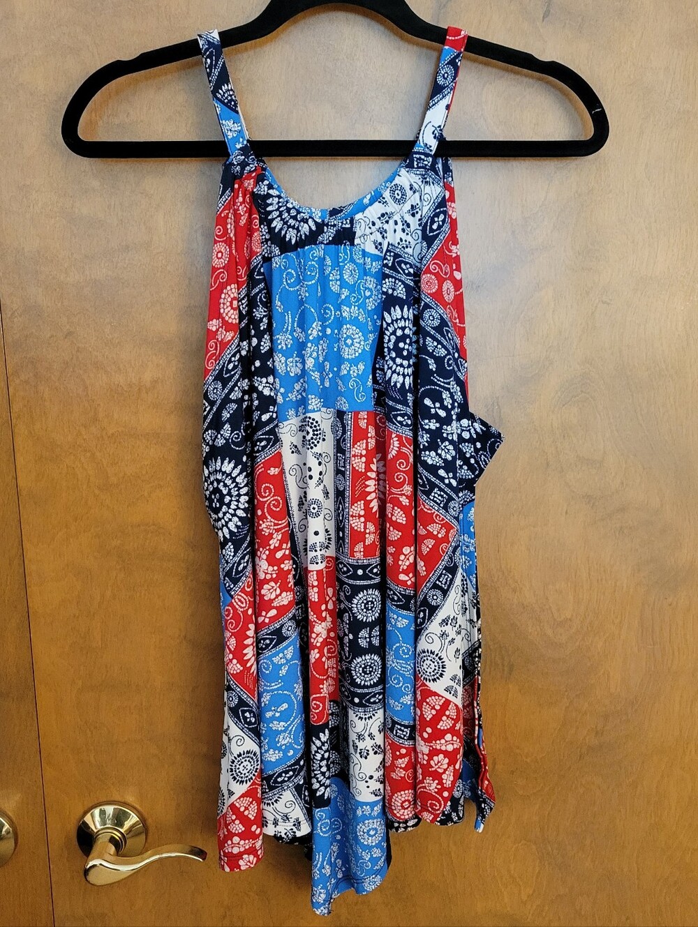 Cato Red, White, Blue Bandana Hankerchief Sleeveless Top